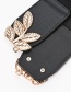 Fashion Black-gold Buckle Metal Leaf Elastic Elastic Alloy Wide Belt