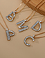 Fashion M Alloy Diamond Letter Necklace