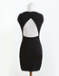 Fashion Black Solid Color Sleeveless Backless Slim Dress