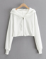 Fashion White Solid Color Zipper Hooded Long Sleeve Sweater