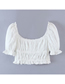 Fashion White Puff Sleeve Hollow Lace Top