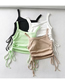 Fashion Green Solid Color Side Drawstring Camisole