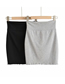 Fashion Gray Solid Color High Waist Slim Fit Hip Skirt With Wooden Ears
