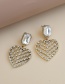 Fashion Golden Alloy Diamond Heart Earrings
