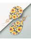 Fashion Yellow Bright Leather Double-sided Printed Sunflower Diamond Earrings