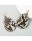 Fashion Black Drop-shaped Double-sided Printed Pu Leather Snakeskin Pattern Diamond Earrings