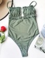 Fashion Gray Green One-piece Swimsuit With Drawstring Fungus