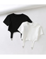 Fashion White Hook Design Round Neck And Curved Hem Short T-shirt Top