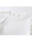 Fashion White Hook Design Round Neck And Curved Hem Short T-shirt Top