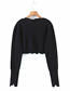 Fashion Black V-neck Solid Color Short Sweater Knit Sweater
