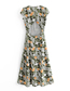 Fashion Photo Color Printed Round Neck Halter Slim Dress With Slit Hem