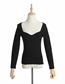 Fashion Black Heart-shaped Petal-neck Pullover Sweater