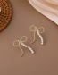 Fashion Gold Color Pearl Hollow Bow Earrings