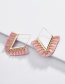 Fashion Pink Alloy Geometric V-shaped Cotton Earrings
