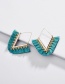 Fashion Blue Alloy Geometric V-shaped Cotton Earrings