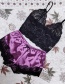 Fashion Black Two-piece Silk Sling Lace Underwear Nightdress