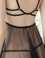 Fashion Black + Nipple Underwear See-through Milky Sling Nightdress Set