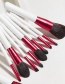 Fashion Wine Red Set Of 13 White And Wooden Handle Nylon Hair Makeup Brushes
