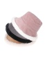 Fashion Gray Corduroy Striped Rabbit Fur Trim Fisherman Hat