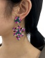 Fashion Champagne Alloy Diamond Flower Earrings