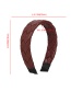 Fashion Red-brown Pu Braided Diamond Broad Side Headband