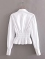 Fashion White Long-sleeved Shirt With Elasticated Waist