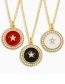 White Geometric Five-pointed Star Pendant With Diamonds And Gold-plated Copper Necklace