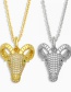 Silver Color Gold-plated Copper Necklace With Diamond Bull Head Pendant