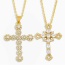 Cross B Gold-plated Copper Necklace With Zircon Cross Pendant