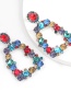 Color Alloy Diamond Acrylic Trapezoid Earrings