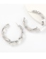White Alloy Diamond Geometric Round Earrings