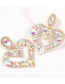 White Heart Alloy Diamond Earrings
