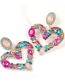 Color Heart Alloy Diamond Earrings