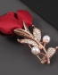 Pink Alloy Diamond Pearl Rose Brooch