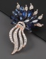 Blue Alloy Diamond Flower Brooch