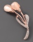 Rose Gold Alloy Diamond Resin Flower Brooch