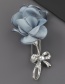 Gray Alloy Diamond Fabric Rose Brooch