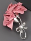 Pink Alloy Diamond Fabric Rose Brooch