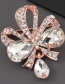Pink Alloy Diamond Bow Flower Brooch