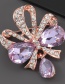 Purple Alloy Diamond Bow Flower Brooch