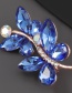 Blue Alloy Diamond Leaf Flower Brooch