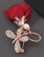 Pink Alloy Diamond Pearl Butterfly Rose Brooch