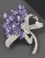 Purple Alloy Full Of Diamond Flower Brooch
