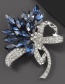 Blue Alloy Full Of Diamond Flower Brooch