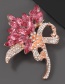 Pink Alloy Embossed Flower Brooch