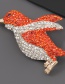 Orange Alloy Diamond Penguin Brooch