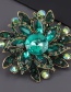 Green Alloy Full Of Diamond Flower Brooch