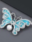 Blue Alloy Dripping Diamond Butterfly Brooch