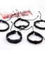 Black Five-piece Real Cowhide Braided Knotted Bracelet