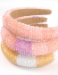 Fashion Yellow And White Two-color Stitching Acrylic Wide-side Sponge Beaded Headband